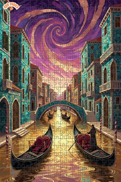 Teona Ahşap لغز خشبي فني بتصميم قنوات البندقية بمظهر الألوان المائية 500 قطعة...