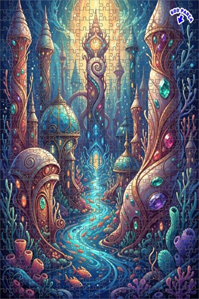 Teona Ahşap لغز خشبي بإطار مزدوج الطبقات بمظهر لوحة زيتية لمدينة تحت البحرية ...