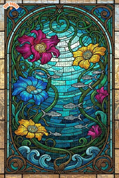 Teona Ahşap لغز خشبي مؤطر بطبقتين بتصميم فني زجاجي 500 قطعة 50x30