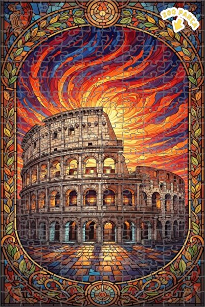 Teona Ahşap لغز خشبي مؤطر بطبقتين لفن الزجاج الملون في الكولوسيوم الروماني ال...