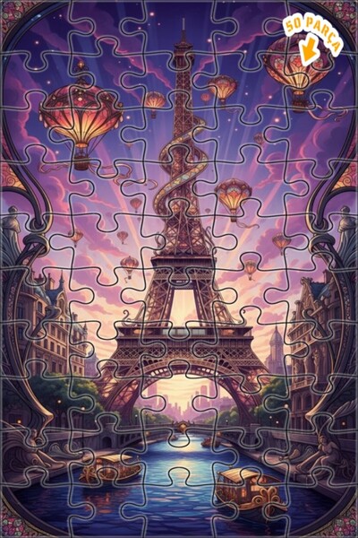 Teona Ahşap لوحة فنية خشبية مؤطرة على شكل باريس الساحر في ليلة مسائية بمظهر ل...