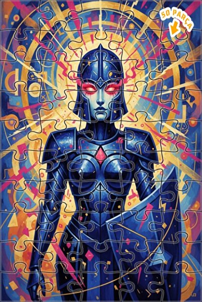 Teona Ahşap لوحة زيتية لملكة المحارب القديمة بمظهر عصري، لغز خشبي بإطار من طا...