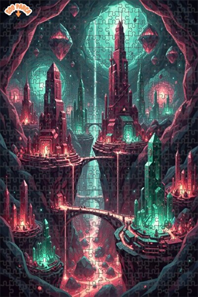 Teona Ahşap لغز خشبي مؤطر بطبقتين من مدينة الكريستال الغامضة 500 قطعة 50x30