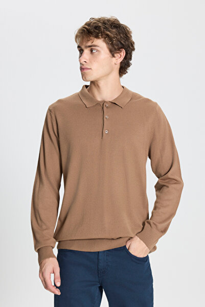 AC&Co / Altınyıldız Classics Men's Mink Anti-Pilling Fabric Standard Fit Polo...