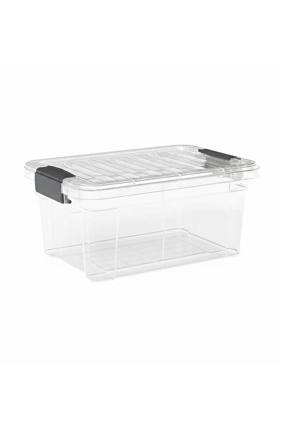 Dünya 20L Plastic Storage Box, Transparent, With Lockable Lid, 445 x 305 x 20...