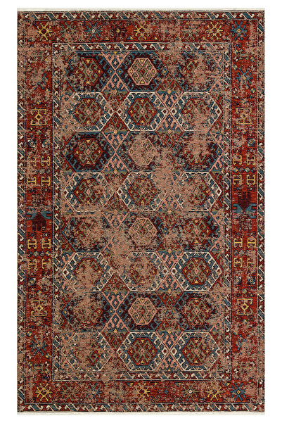 Eko Halı EKO ANADOLLU Eskitme desenli Anadolu kilim motifli halı, hav vermez ...