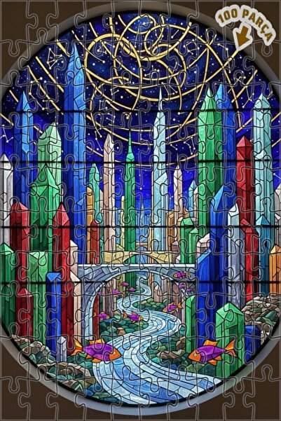 Teona Ahşap لغز خشبي بإطار من طابقين بتصميم فني حديث يشبه مدينة كريستالية 100...