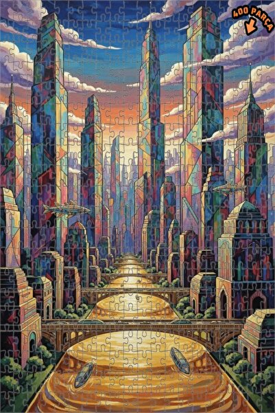 Teona Ahşap لغز خشبي بإطار مزدوج الطبقات بتصميم خيالي للبرجيات، 400 قطعة، 35×35