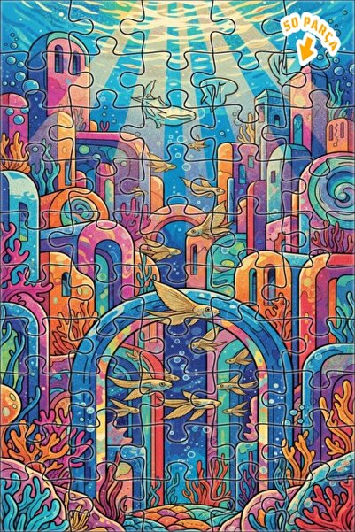 Teona Ahşap لغز خشبي مؤطر بطبقتين، بتصميم مدينة بحرية غامضة بمظهر لوحة زيتية ...