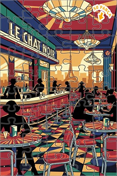 Teona Ahşap لغز خشبي بإطار من طابقين من لي شات نوير باريس آرت ديكو 50 قطعة 15x25