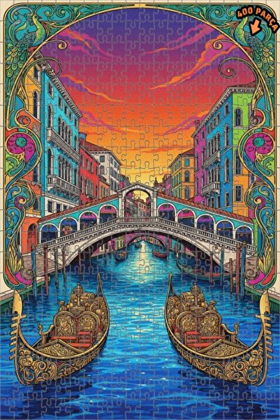 Teona Ahşap لغز خشبي ملون بإطار مزدوج الطبقات لقنوات البندقية 400 قطعة 35×35