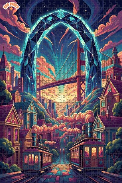 Teona Ahşap Light Globe Bridge Art Wooden Puzzle 500 Pieces 50X30