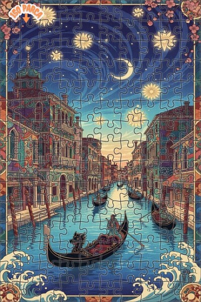 Teona Ahşap لغز خشبي بمظهر لوحة زيتية لليالي البندقية 150 قطعة 20×30