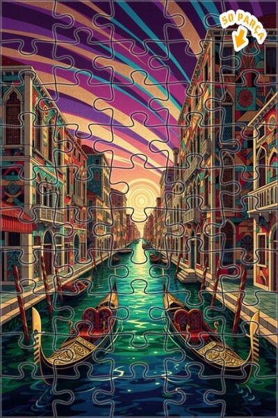 Teona Ahşap لغز فني على شكل قنوات فينيسيا بمظهر مائي، لغز خشبي بإطار مزدوج ال...