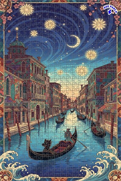 Teona Ahşap لغز خشبي بمظهر لوحة زيتية لليالي البندقية 600 قطعة 50×35