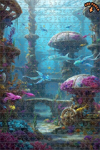 Teona Ahşap لغز خشبي بإطار مزدوج الطبقات بمظهر لوحة زيتية لمدينة تحت الماء را...