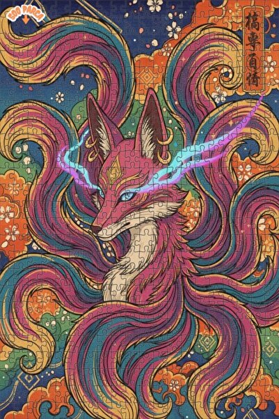 Teona Ahşap لغز خشبي مؤطر ذو طبقتين بمظهر لوحة زيتية لشخصية الثعلب الساحر، 50...