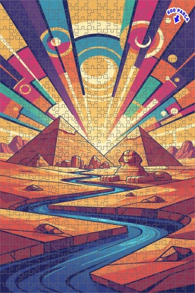 Teona Ahşap لغز خشبي مؤطر بطبقتين بتصميم فني حديث لهرميات جيزة والسفينكس 600 ...