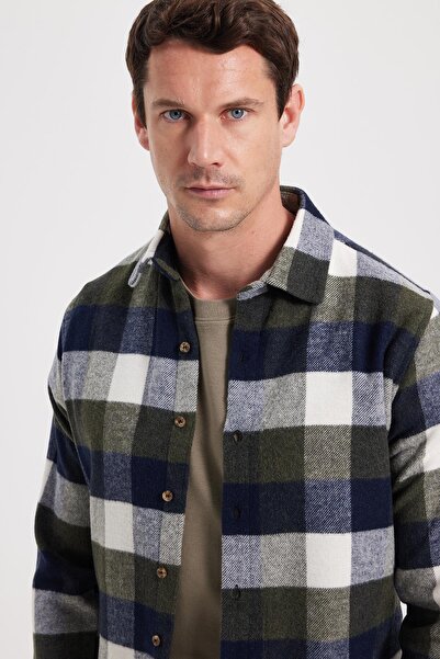 Tudors Men's Slim Fit slim fit checkered winter lumberjack shirt