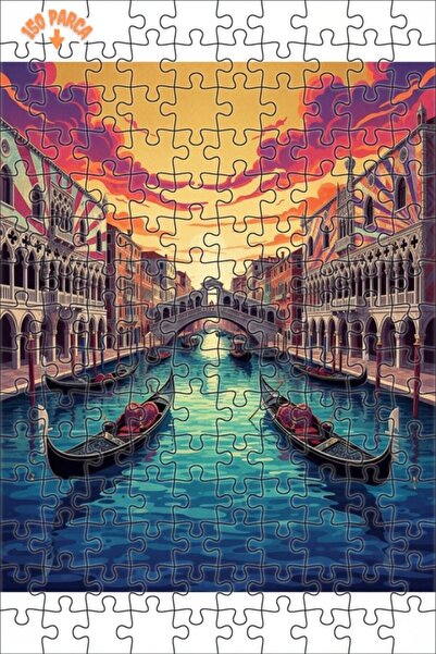 Teona Ahşap لغز خشبي مؤطر بطبقتين بتصميم مشهد قارب الغندول في البندقية مع لوح...