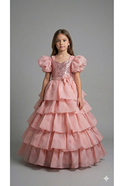 modallita فستان بناتي بتنورة بالون من التريلين