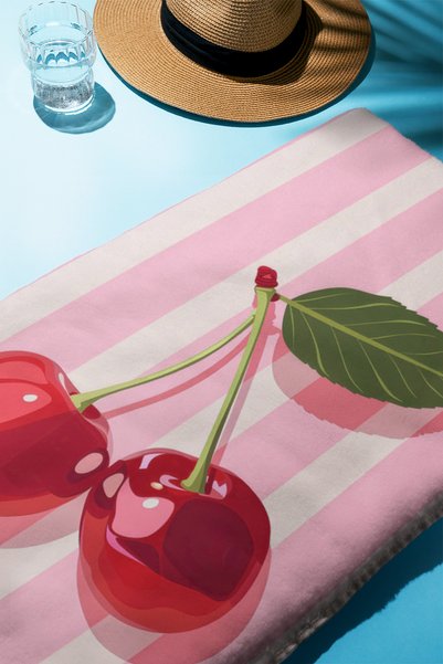 PATRON Digital Printing Beach Sea Towel Cherry Patterned Peshtemal Hvl0160