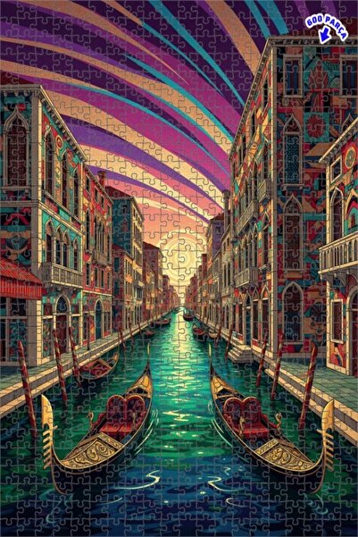 Teona Ahşap لغز فني بمنظر قنوات البندقية المائية، لغز خشبي بإطار مزدوج الطبقا...