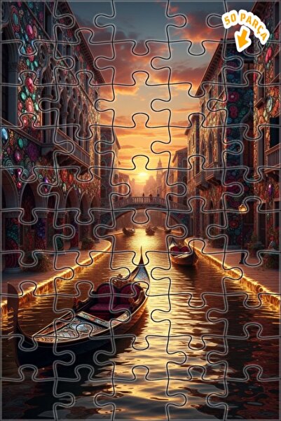 Teona Ahşap لغز خشبي مؤطر بطبقتين بمظهر لوحة زيتية خيالية لقنوات البندقية 50 ...