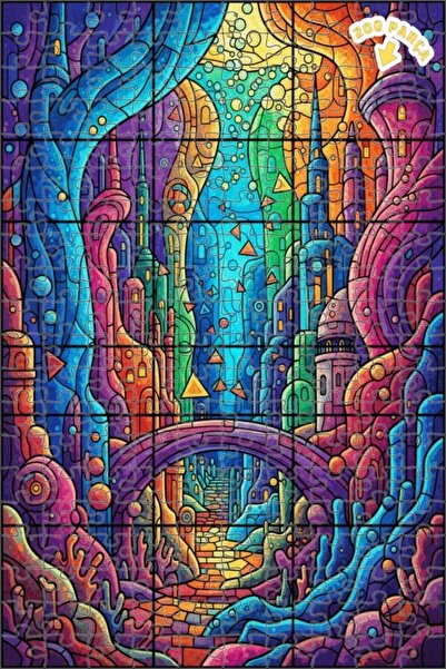 Teona Ahşap لغز خشبي بتصميم مدينة الكريستال السحرية بمظهر فسيفسائي، لغز خشبي ...