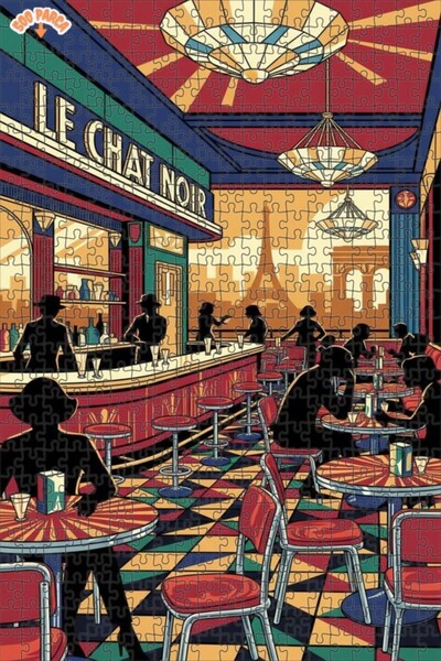 Teona Ahşap لغز خشبي بإطار من طابقين من ل شات نوار باريس بتصميم آرت ديكو 500 ...