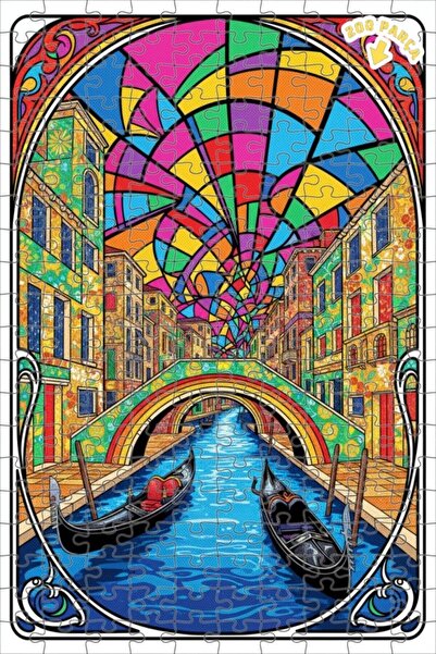 Teona Ahşap لغز خشبي مؤطر بطبقتين على شكل قنوات البندقية بمظهر فني موزايكي مل...