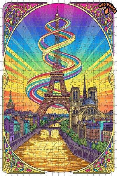 Teona Ahşap لوحة زيتية لمنظر باريس مع قوس قزح، لغز خشبي بإطار ذو طابقين، 400 ...