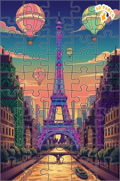 Teona Ahşap لغز خشبي بإطار مزدوج الطبقات بمظهر لوحة زيتية لبالونات باريس المه...