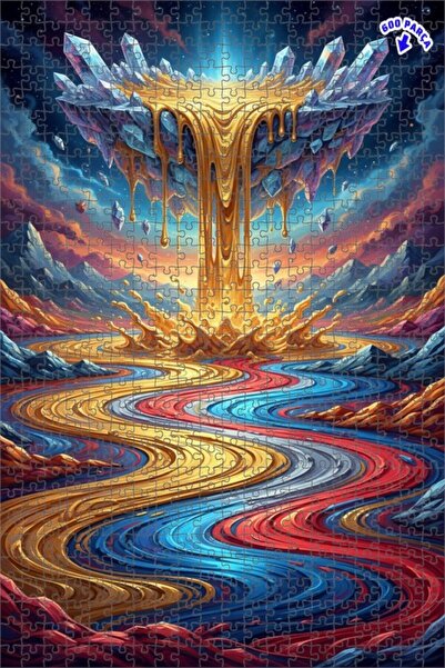 Teona Ahşap لغز خشبي بإطار مزدوج الطبقات على شكل شلال كريستالي 600 قطعة 50x35