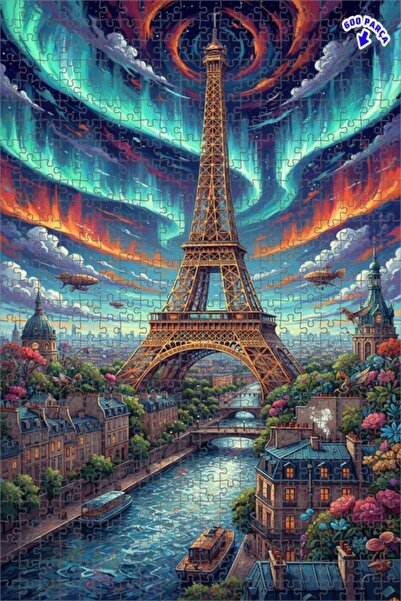 Teona Ahşap Eiffel Kulesi Işıltılı Gökkuşağı Yağlı Boya Çift katlı Çerçeveli ...