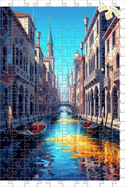 Teona Ahşap لغز خشبي بإطار مزدوج الطبقات بمظهر لوحة زيتية لقنوات البندقية 200...