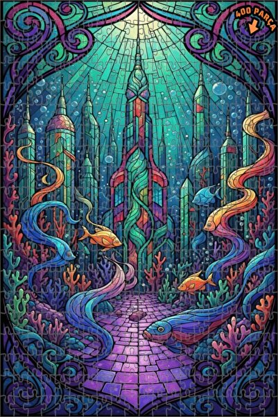 Teona Ahşap لغز خشبي مؤطر بطبقتين بتصميم فني فسيفسائي يصور مدينة غامضة تحت ال...