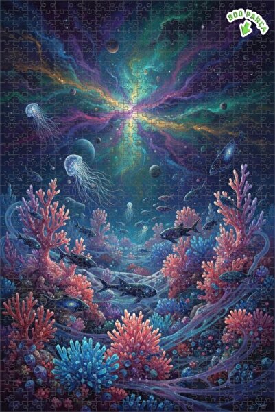 Teona Ahşap لغز خشبي مطبوع عليه فن أسماك المحيط الكوني وقناديل البحر 800 قطعة...