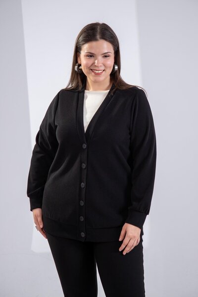 Roxxlen Великий розмір, трикотажний кардиган з ґудзиками