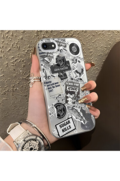 CASEVIBE iPhone 7/8/SE 2020 2022 Uyumlu Amerikalı retro kolaj tarzı desenli s...