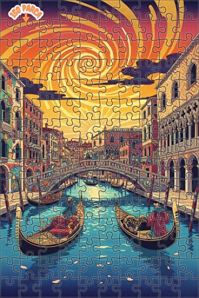 Teona Ahşap لغز خشبي بإطار مزدوج الطبقات بمظهر لوحة زيتية لقنوات البندقية 150...