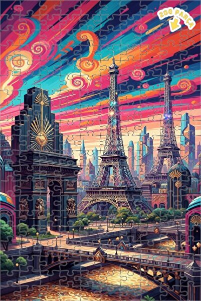 Teona Ahşap لوحة فنية حديثة بمظهر لوحة زيتية لحلم باريس، بازل خشبي بإطار من ط...