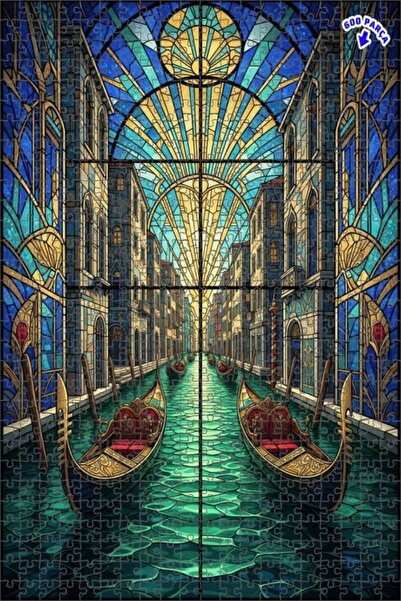 Teona Ahşap لغز خشبي مؤطر بطبقتين لفن الزجاج الملون لقنوات البندقية 600 قطعة ...