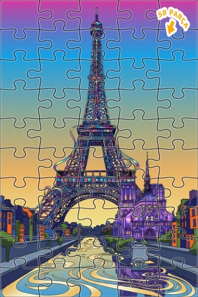 Teona Ahşap لغز خشبي مؤطر بطبقتين لمنظر باريس الساحر 50 قطعة 15×25