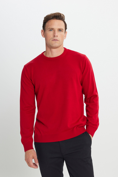 AC&Co / Altınyıldız Classics Men's Red Crew Neck Knitwear Sweater
