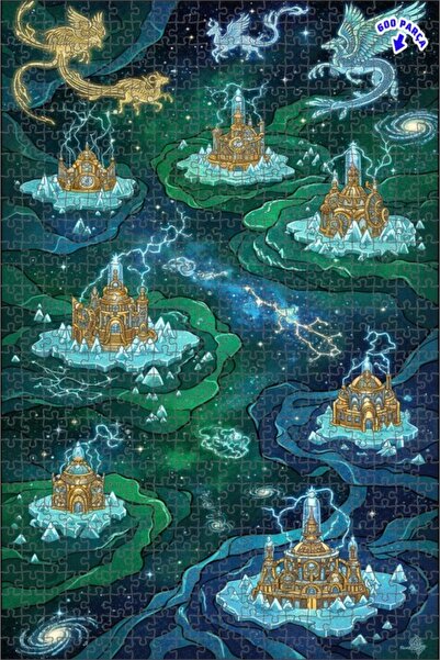 Teona Ahşap إبداعات أسطورية رائعة وقلاع مجرية، لغز خشبي مؤطر بطبقتين 600 قطعة...