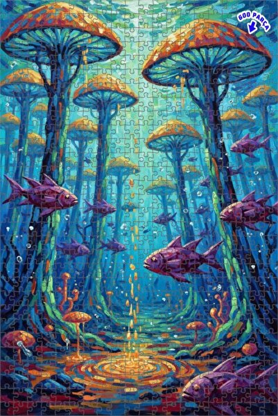 Teona Ahşap لغز خشبي مؤطر بطبقتين من غابة الفطر الغامضة تحت البحر 600 قطعة 50x35