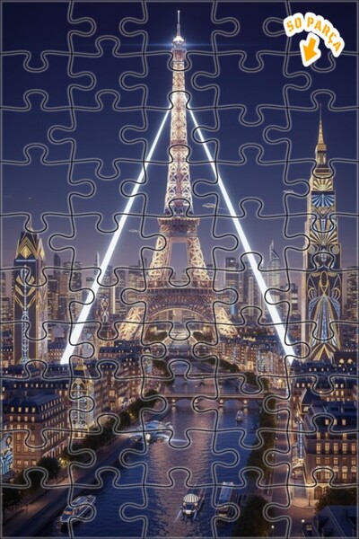 Teona Ahşap لغز خشبي بإطار ذو طابقين بمظهر لوحة زيتية لأضواء باريس المستقبلية...