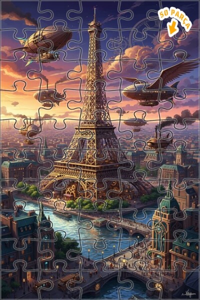 Teona Ahşap لغز خشبي بإطار مزدوج الطبقات بتصميم مناظر باريسية على طراز ستيمبا...