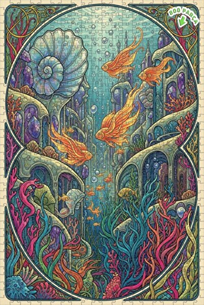 Teona Ahşap لغز فني بتصميم مدينة تحت البحر السحرية بمظهر لوحة زيتية 800 قطعة ...